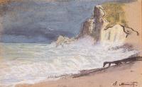 Monet, Claude Oscar - Etretat - Amont Cliff, Rough Weather
